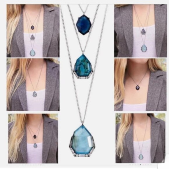 Chloe + Isabel blue Rue Royal triple strand convertible necklace - Picture 8 of 11